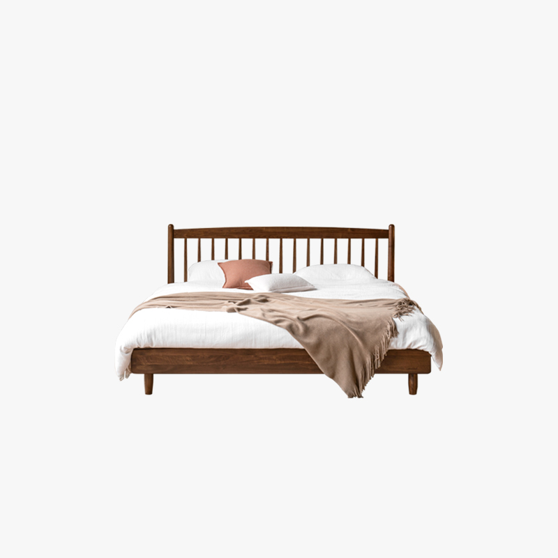 [예스우드] 헤르만 블랙 월넛 원목 스핀들 침대